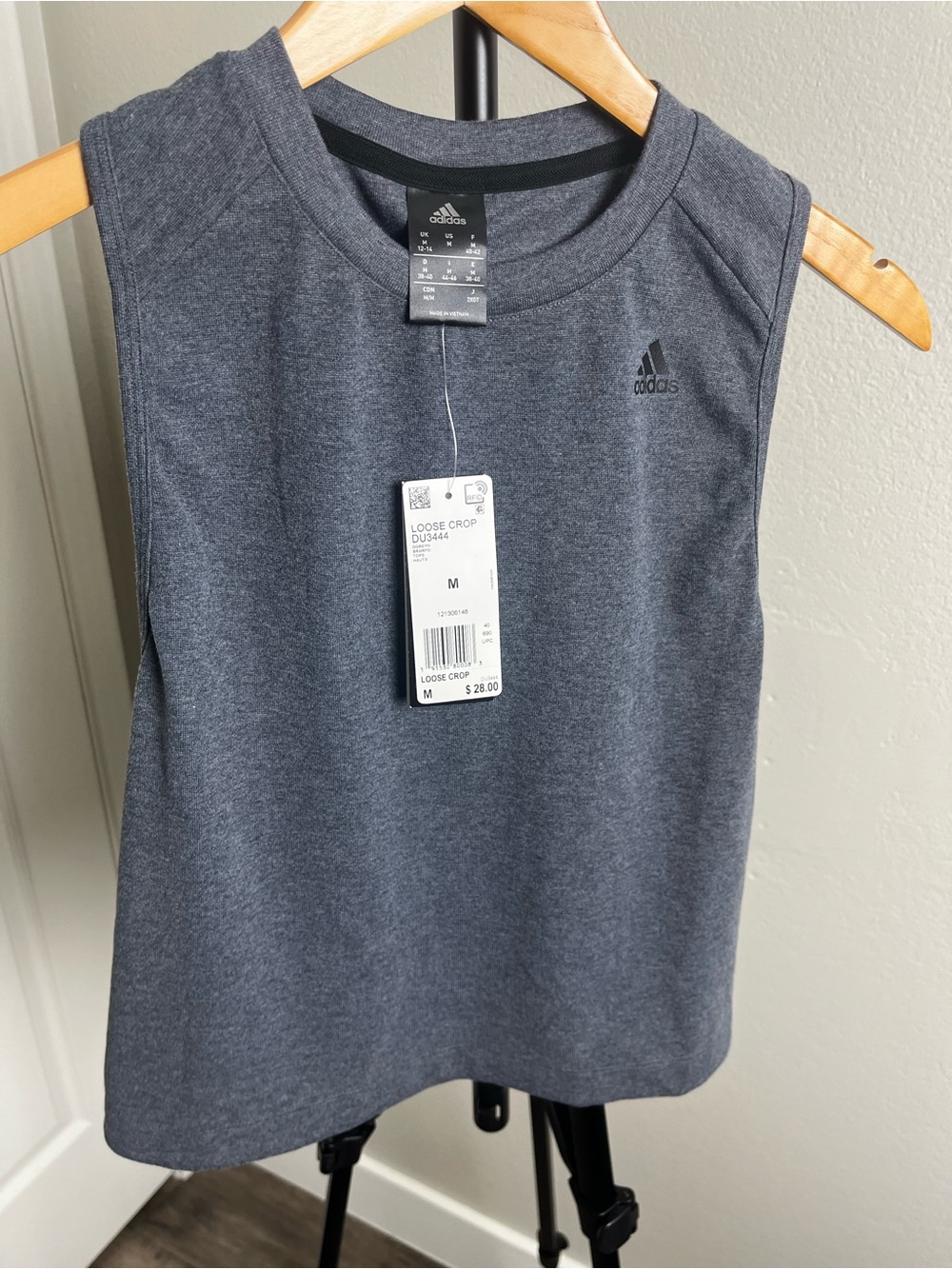Adidas - Women's Gray Sleeveless Workout Crop - Medium
